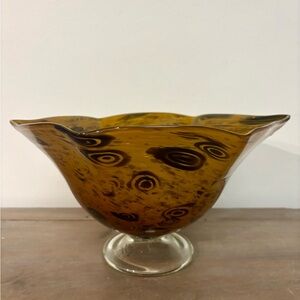 Murano Elegant Brown Glass Art Bowl